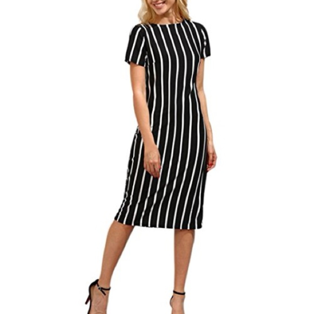 Black and White Striped Dress